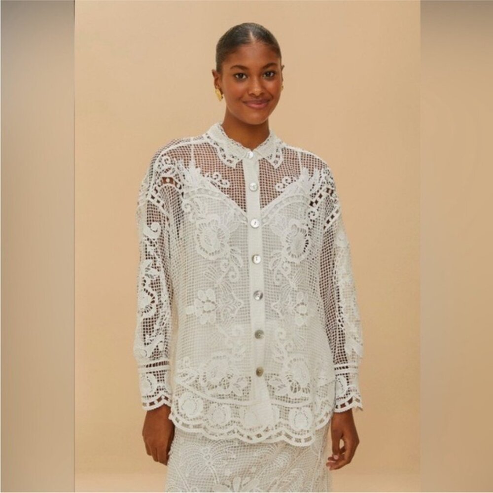 Farm rio: Off-White Swan Lake Guipure Shirt